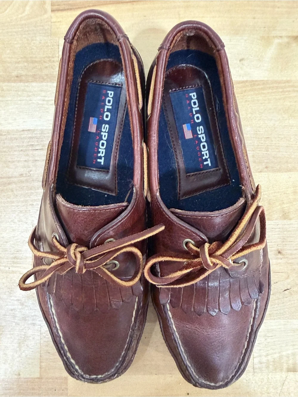Polo by Ralph Lauren Brown Leather Loafers Boat Shoes Casual Preppy
